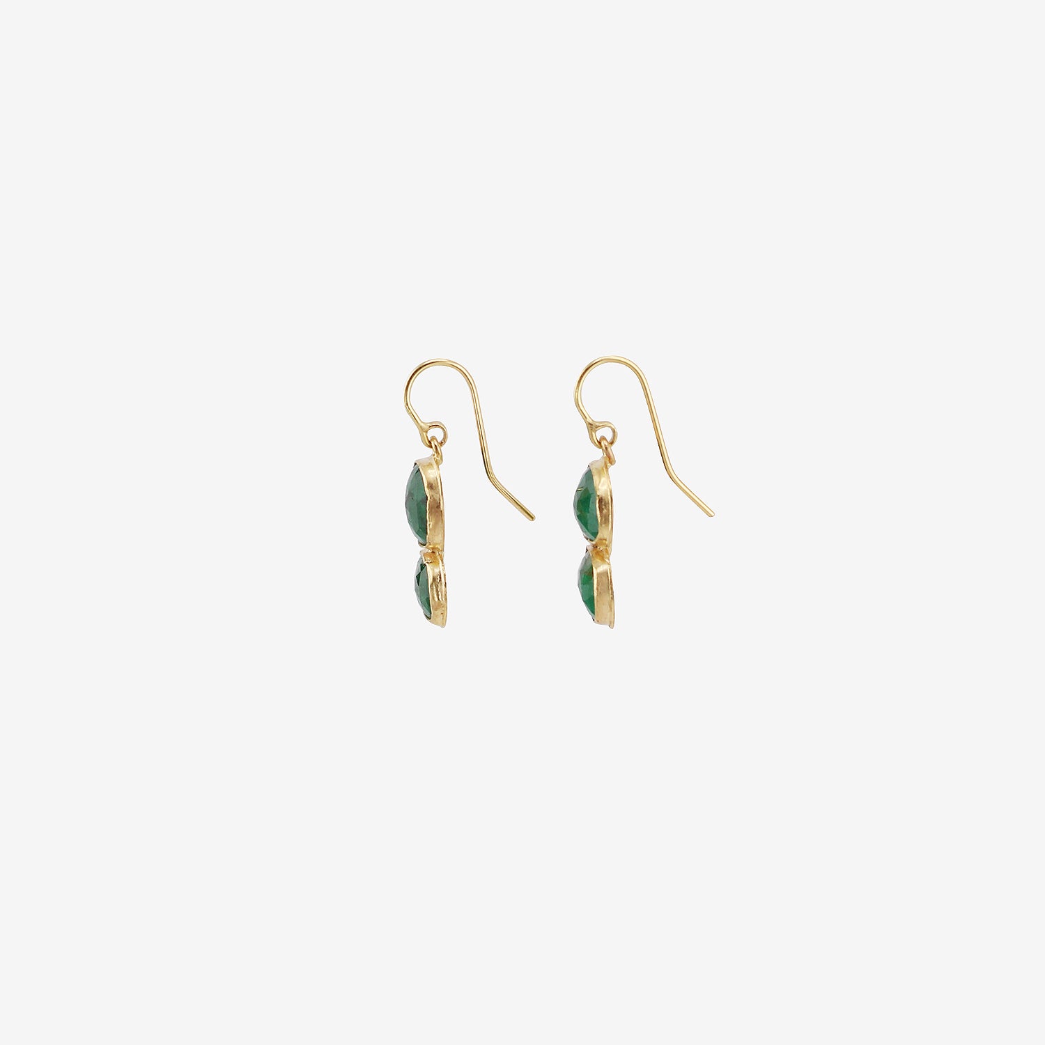 JUDY GEIB 18K & ROSE-CUT COLOMBIAN EMERALD DOUBLE DROP EARRINGS, 6.53CT