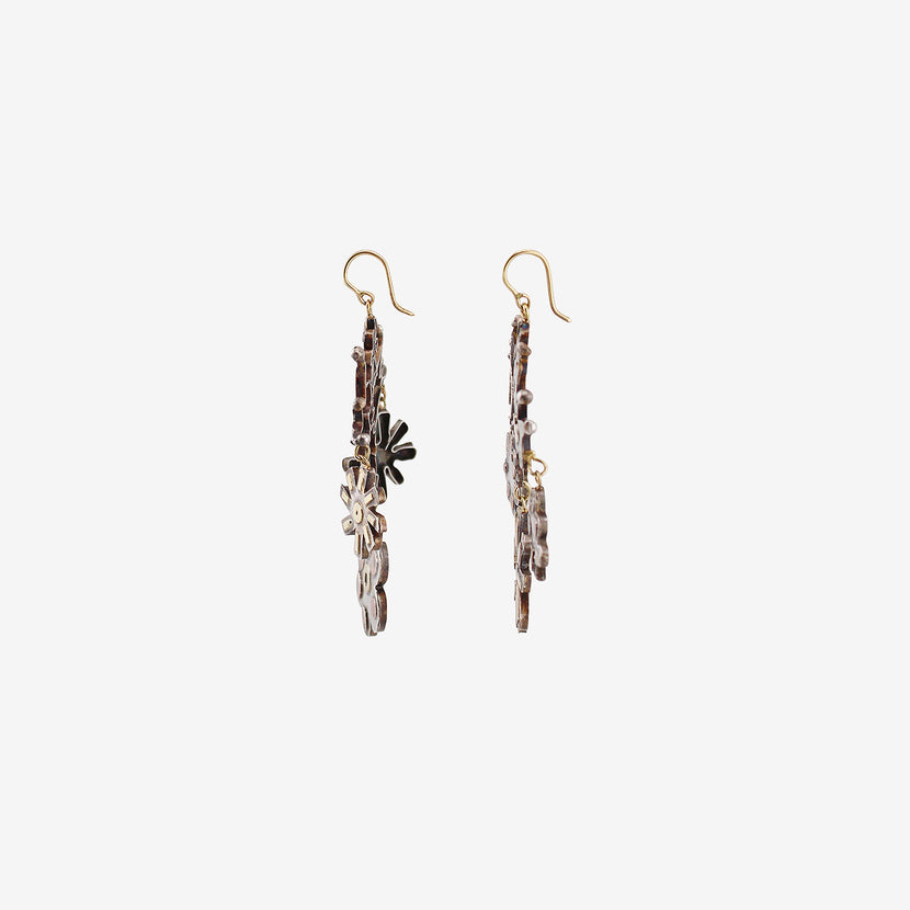 JUDY GEIB STERLING SILVER SMORGASBORD FOLKLORIC EARRINGS WITH 18K & COPPER DETAILS