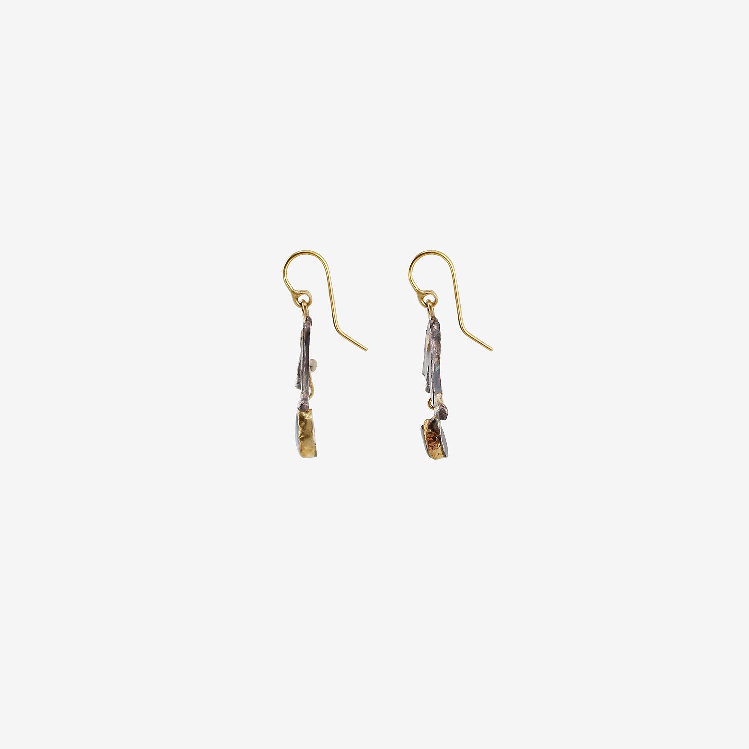 JUDY GEIB 18K & STERLING SILVER SMALL TULIP EARRINGS WITH OPAL DROPS