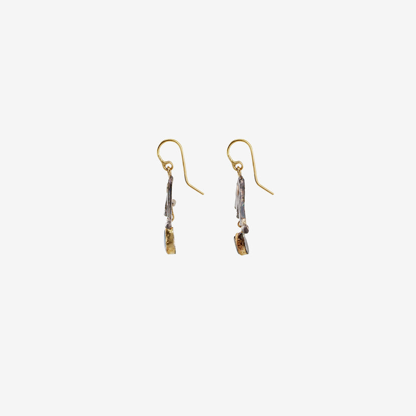 JUDY GEIB 18K & STERLING SILVER SMALL TULIP EARRINGS WITH OPAL DROPS