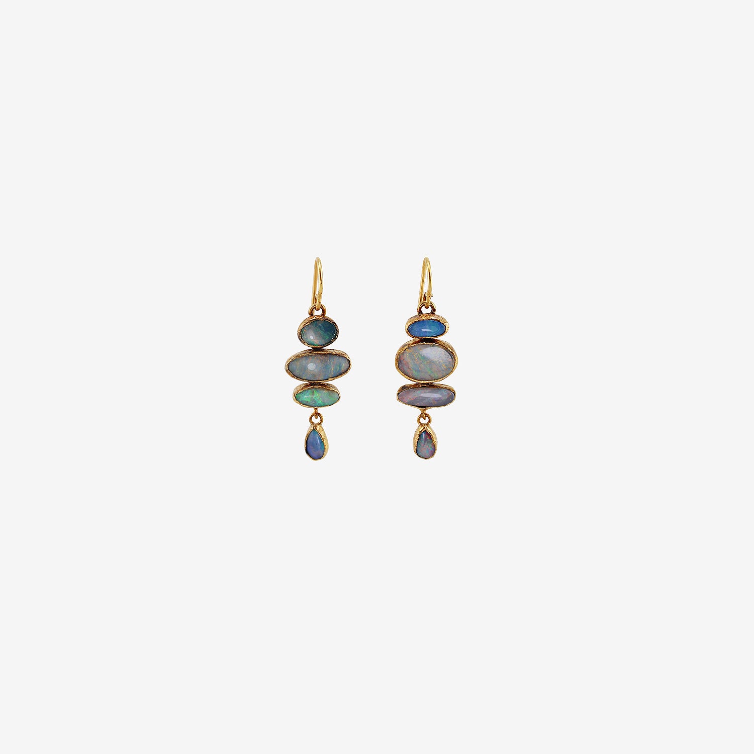 JUDY GEIB 18K & OPAL TRIPLE DROP EARRINGS WITH DANGLY OPAL DROPS