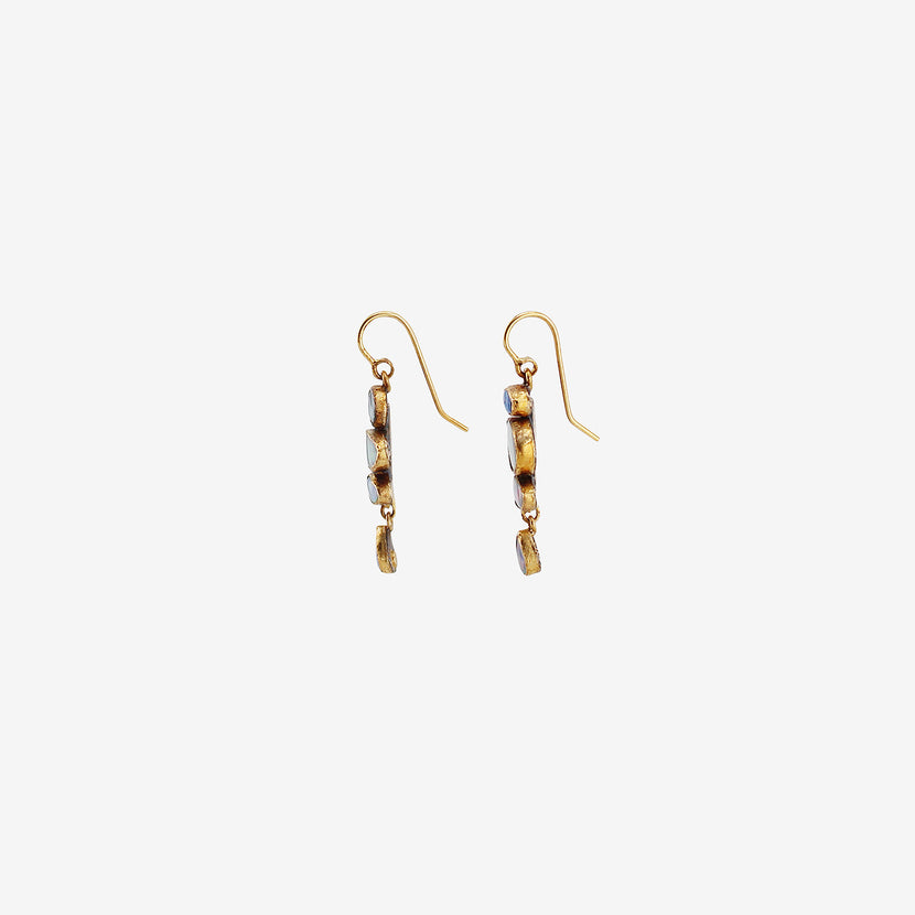 JUDY GEIB 18K & OPAL TRIPLE DROP EARRINGS WITH DANGLY OPAL DROPS