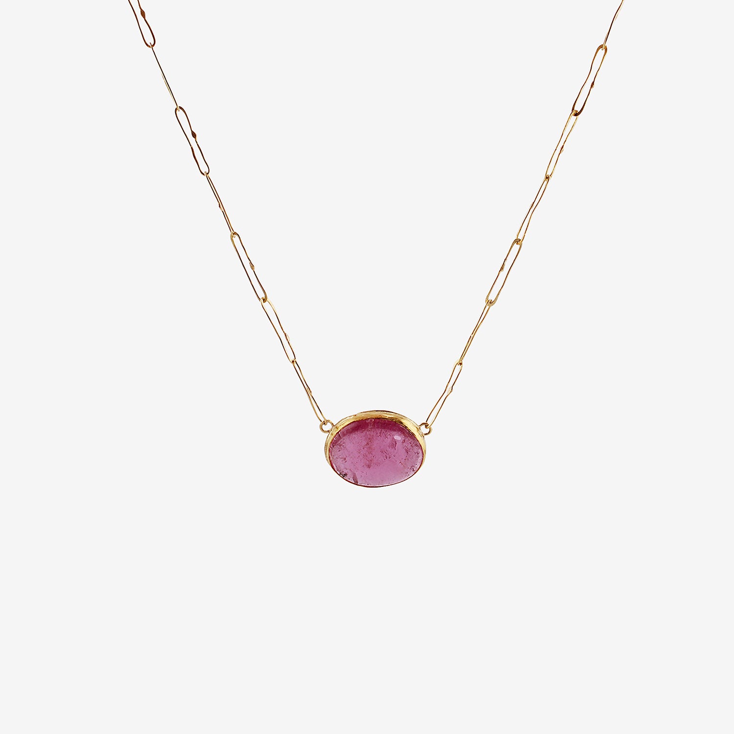 JUDY GEIB 18K & OVAL BRIGHT PINK TOURMALINE ECHO NECKLACE, 17.61CT