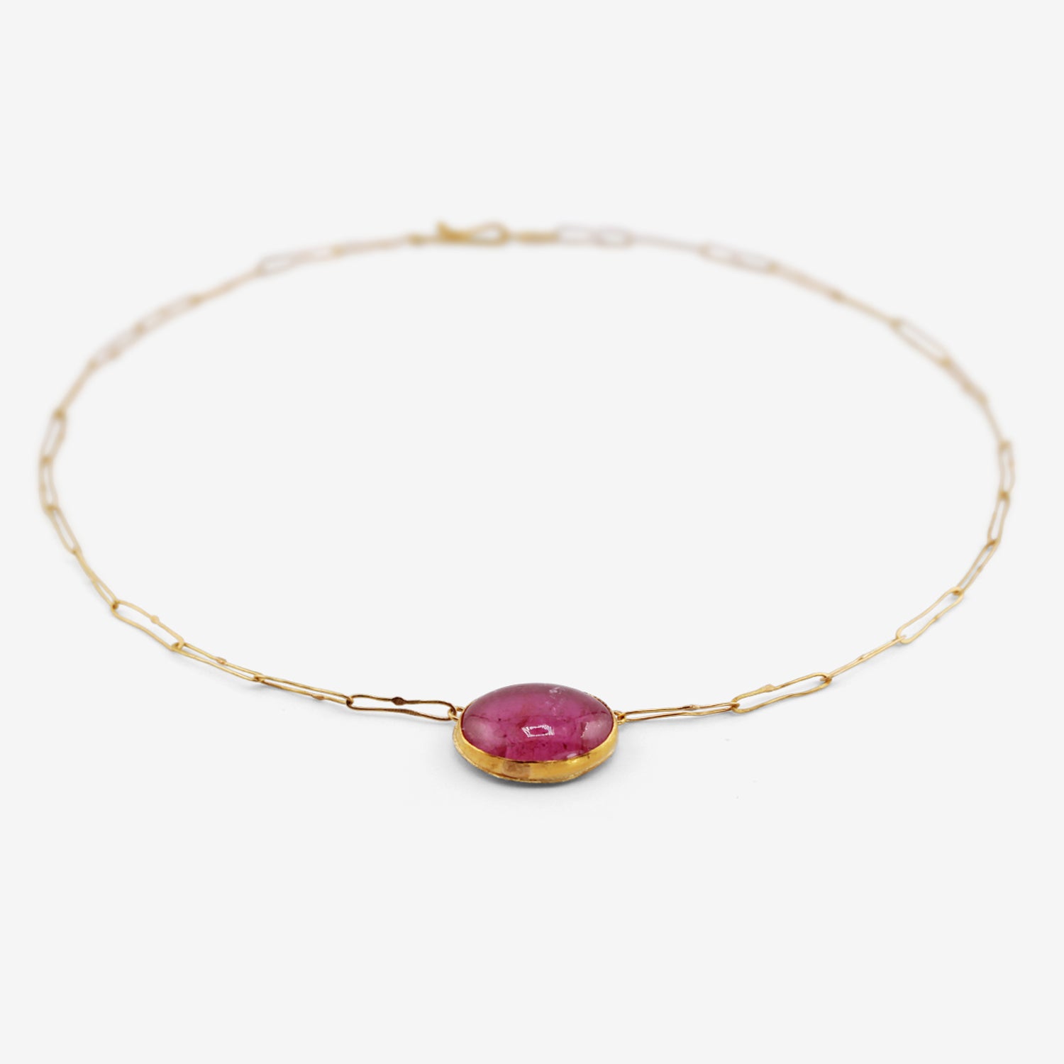 JUDY GEIB 18K & OVAL BRIGHT PINK TOURMALINE ECHO NECKLACE, 17.61CT