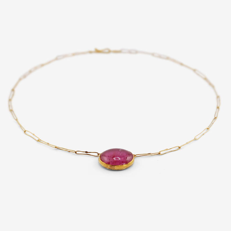 JUDY GEIB 18K & OVAL BRIGHT PINK TOURMALINE ECHO NECKLACE, 17.61CT