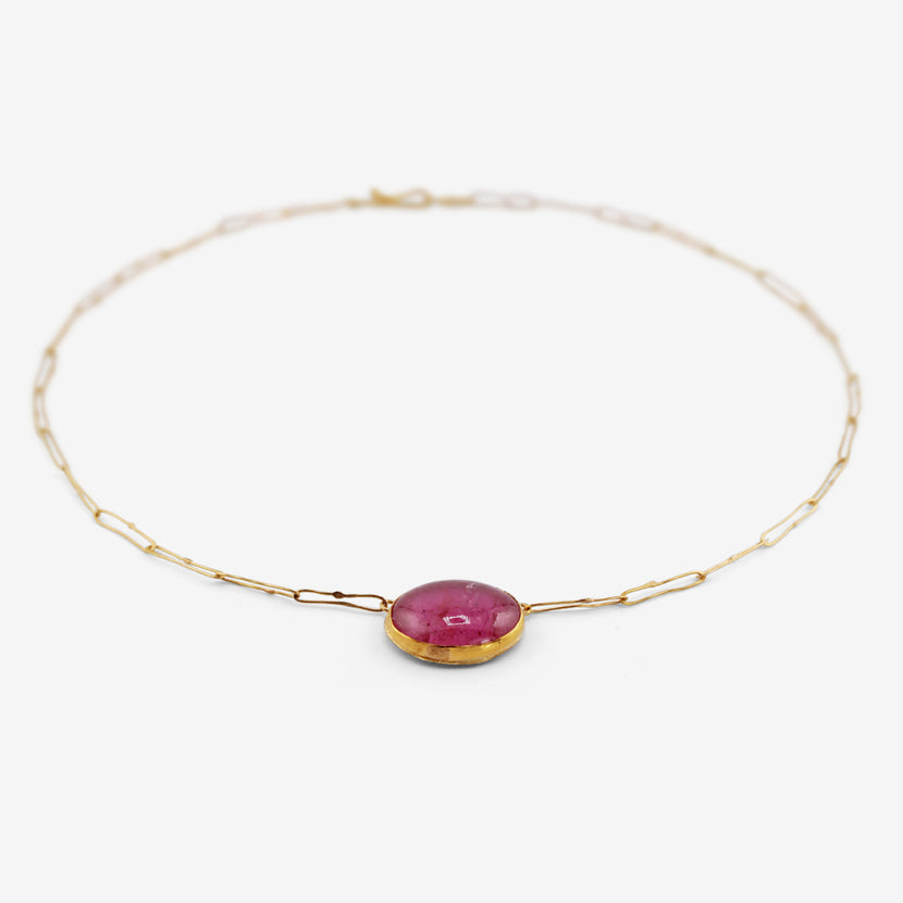 JUDY GEIB 18K & OVAL BRIGHT PINK TOURMALINE ECHO NECKLACE, 17.61CT