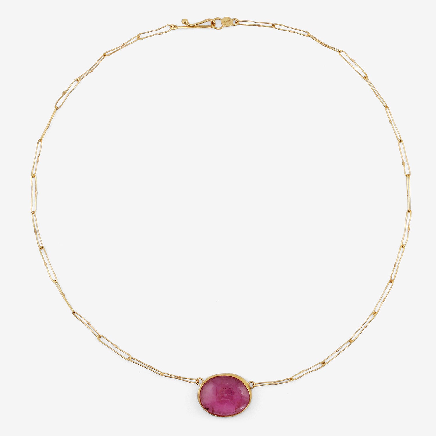JUDY GEIB 18K & OVAL BRIGHT PINK TOURMALINE ECHO NECKLACE, 17.61CT