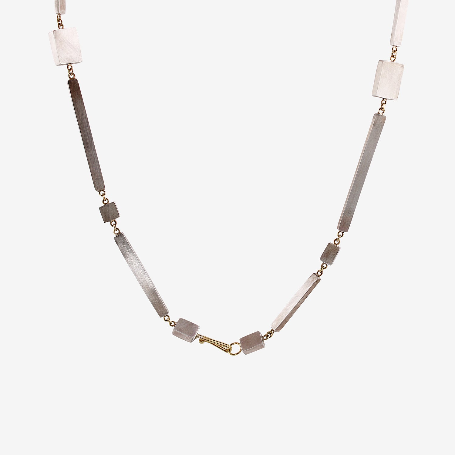 JUDY GEIB 18K & STERLING SILVER BAR CUBIC NECKLACE
