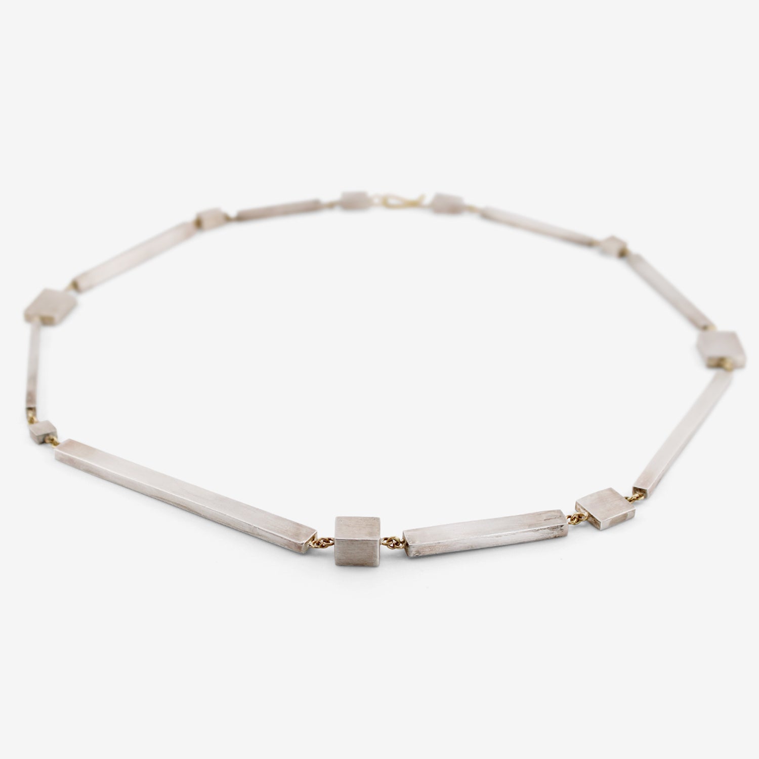 JUDY GEIB 18K & STERLING SILVER BAR CUBIC NECKLACE