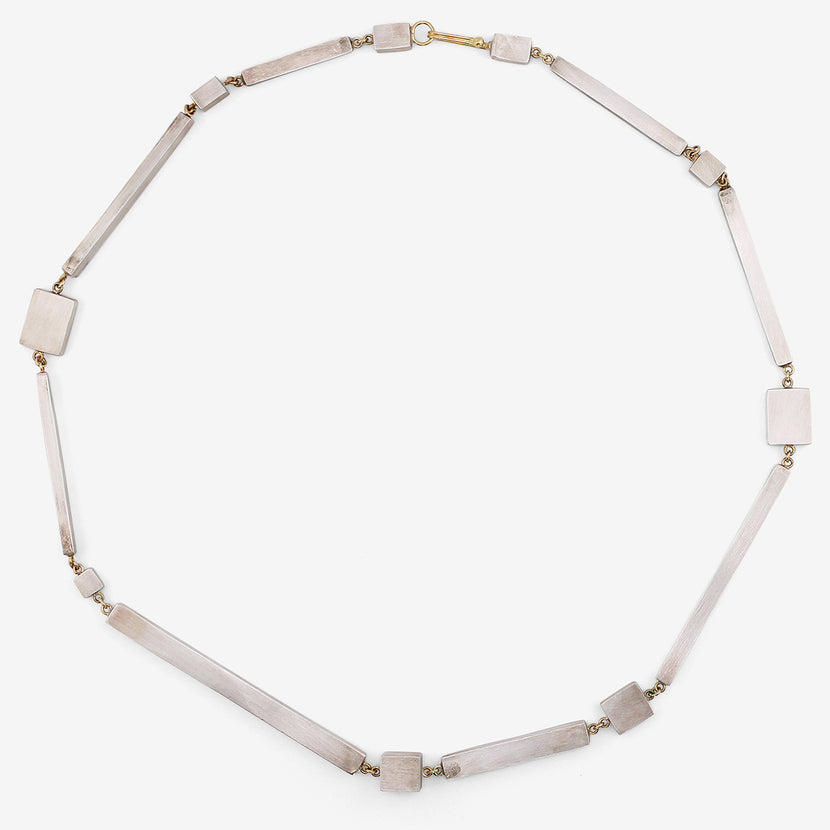 JUDY GEIB 18K & STERLING SILVER BAR CUBIC NECKLACE