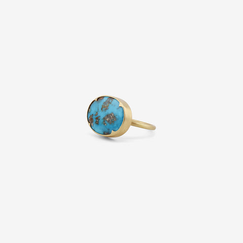 GABRIELLA KISS 18K & HORIZONTALLY-SET OVAL PERSIAN TURQUOISE RING, 2.9CT