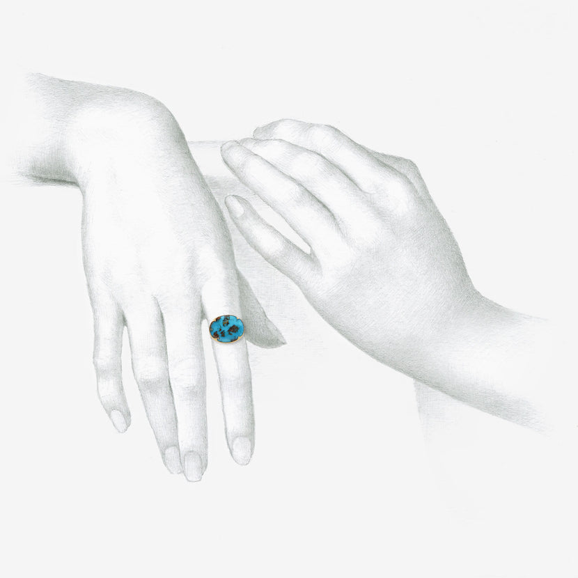 GABRIELLA KISS 18K & HORIZONTALLY-SET OVAL PERSIAN TURQUOISE RING, 2.9CT