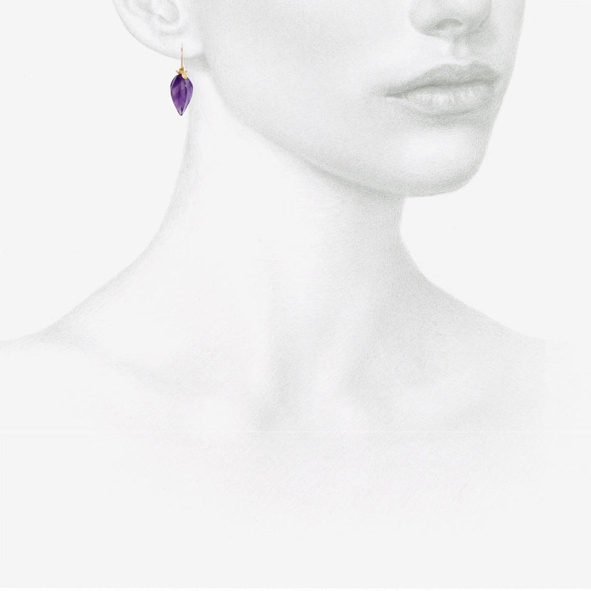 GABRIELLA KISS 18K & AMETHYST LONG CHINESE LANTERN EARRINGS