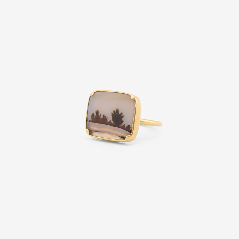 GABRIELLA KISS 18K & RECTANGULAR DENDRITE RING