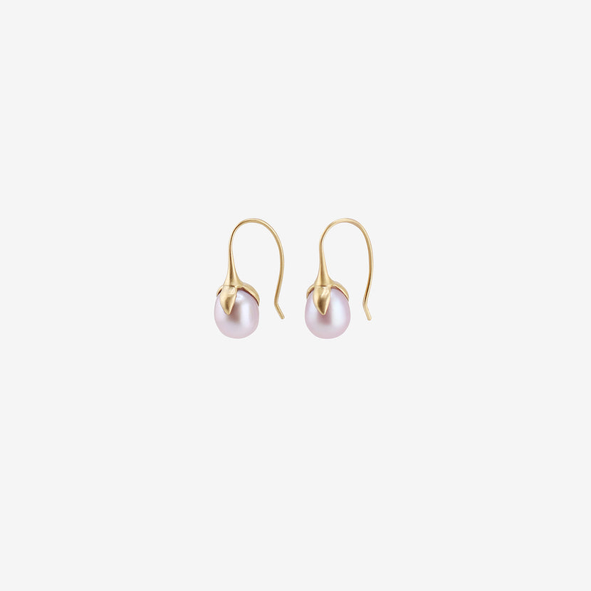 GABRIELLA KISS 18K & PINK FRESHWATER PEARL EGGPLANT EARRINGS