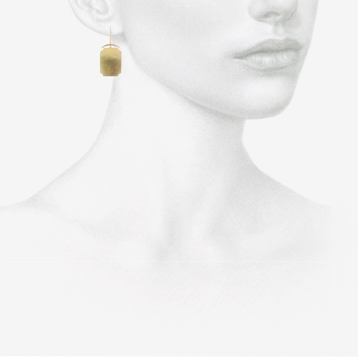 GABRIELLA KISS 18K MEDIUM RECTANGULAR SCALLOP EARRINGS