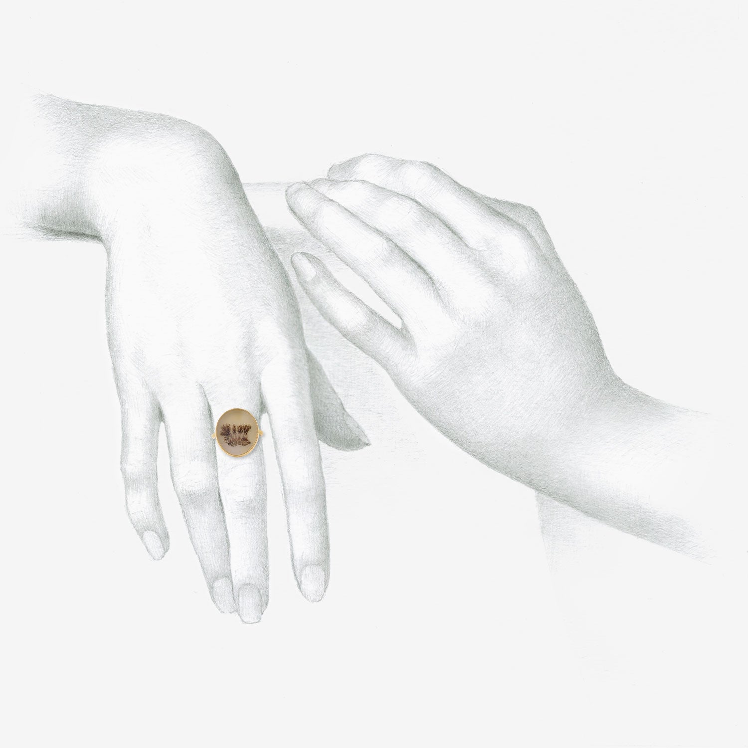 GABRIELLA KISS 18K & OVAL DENDRITE RING