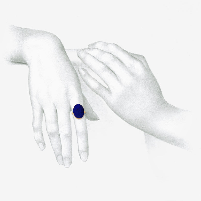 GABRIELLA KISS 18K & OVAL LAPIS RING