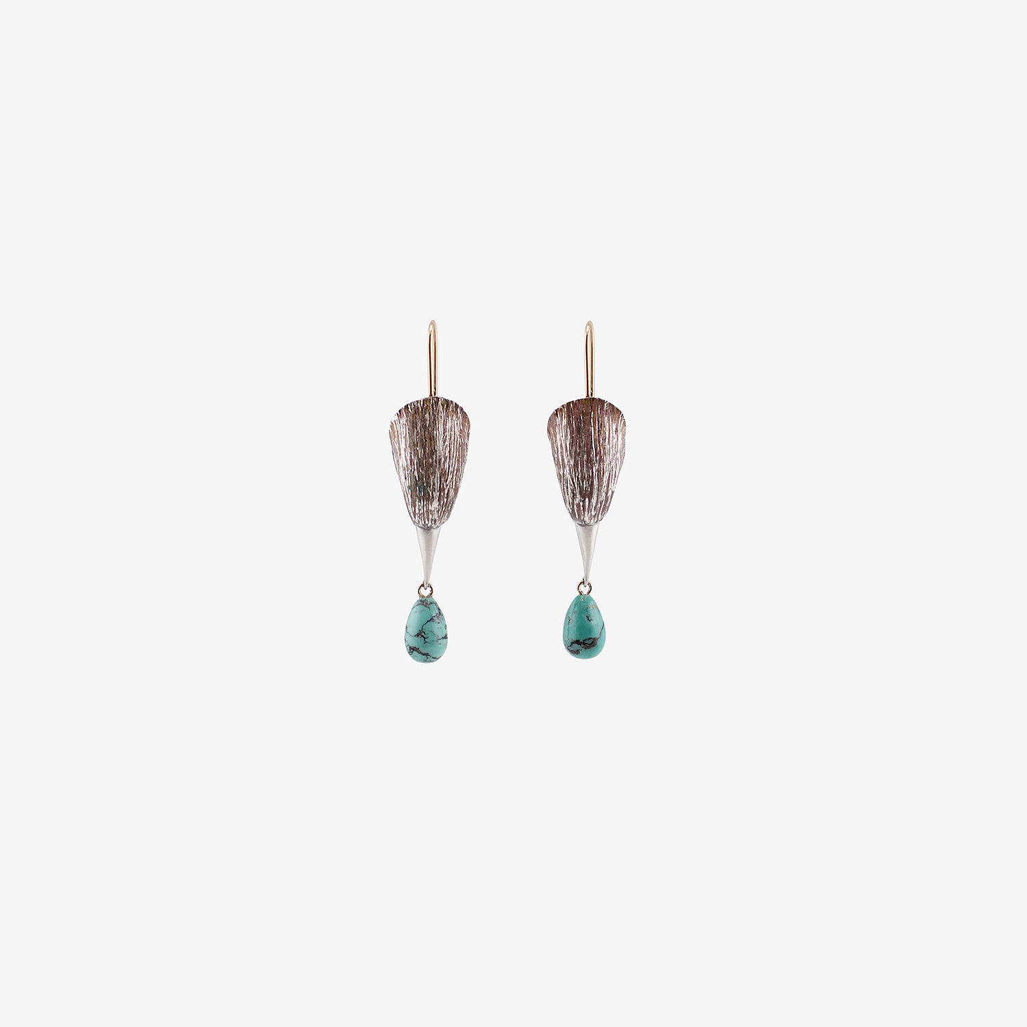 GABRIELLA KISS STERLING SILVER BIRD HEAD EARRINGS WITH TURQUOISE DROPS
