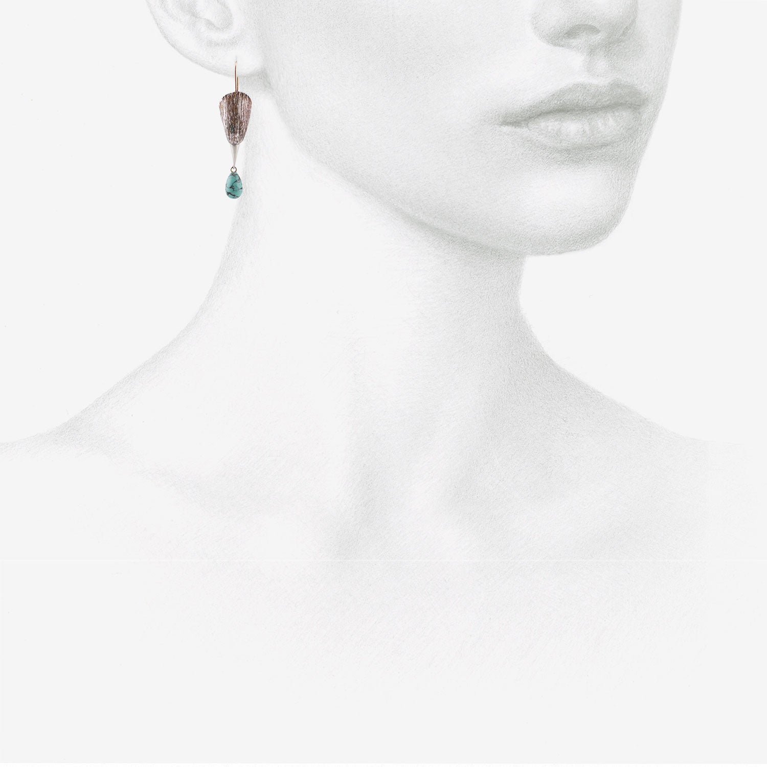 GABRIELLA KISS STERLING SILVER BIRD HEAD EARRINGS WITH TURQUOISE DROPS