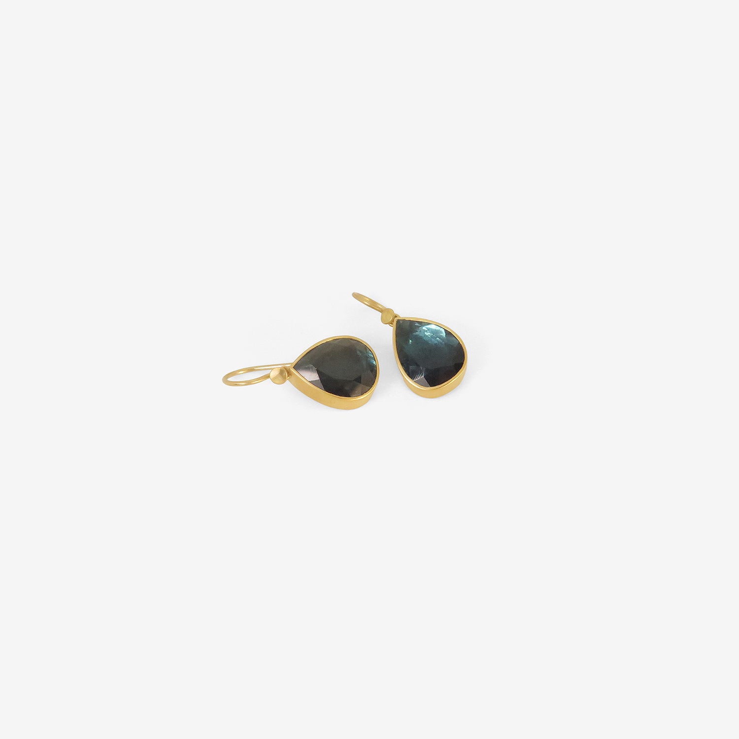 LOLA BROOKS 18K & BLUE GREEN TOURMALINE TEARDROP EARRINGS