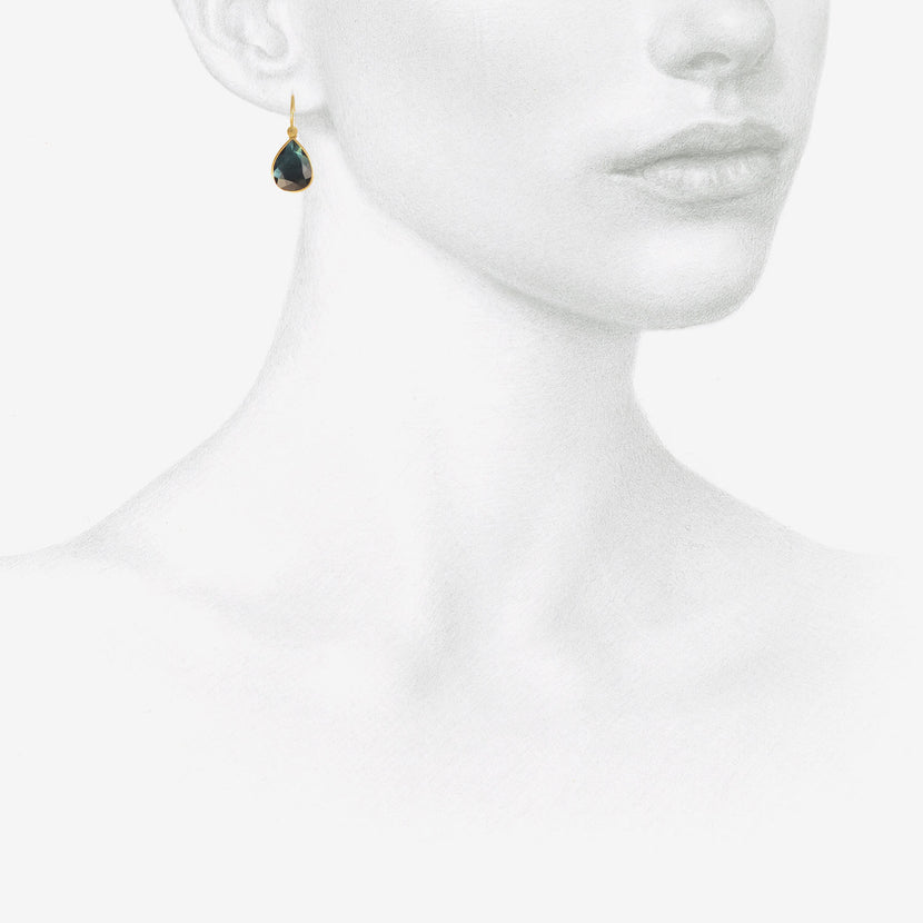 LOLA BROOKS 18K & BLUE GREEN TOURMALINE TEARDROP EARRINGS, 6.42CT