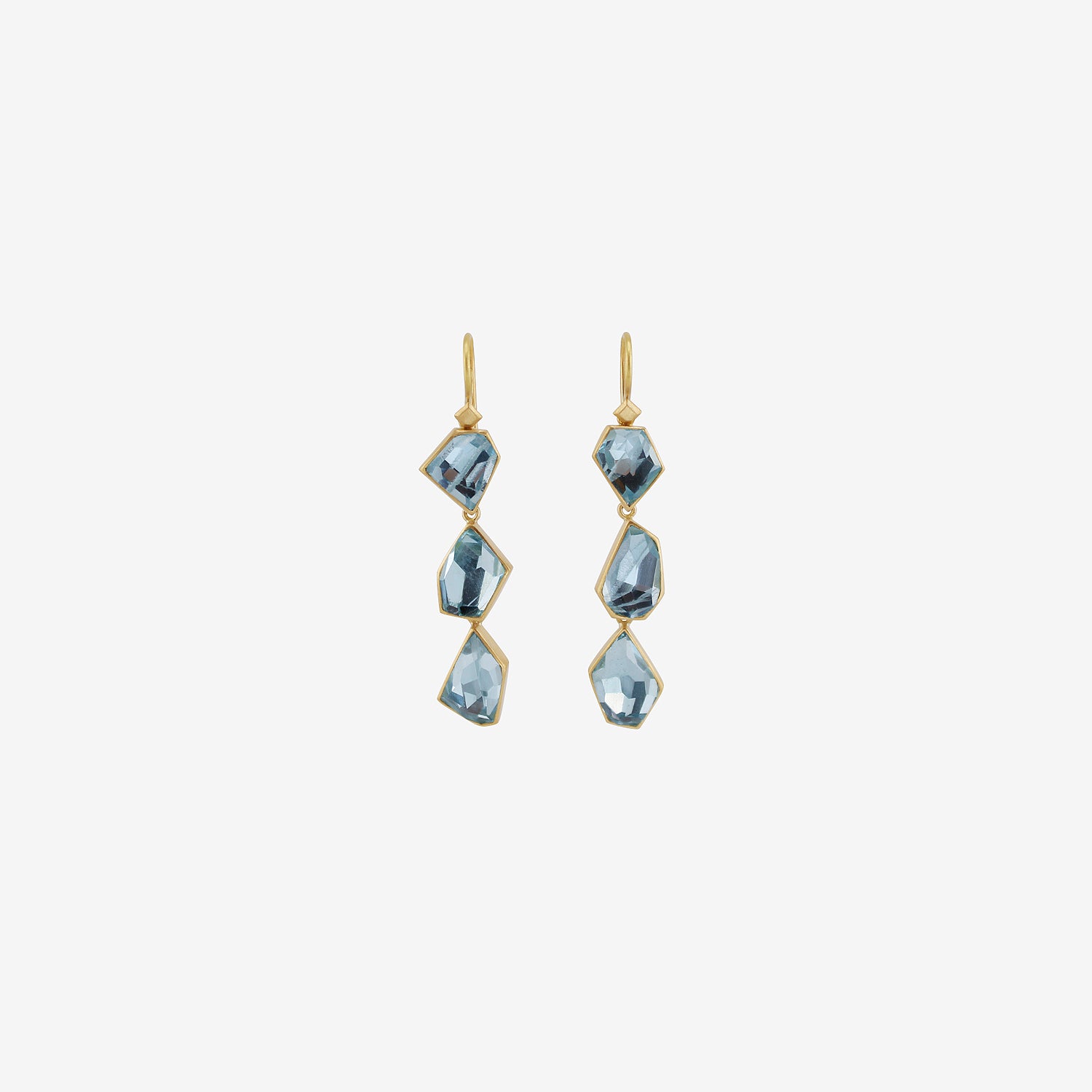 LOLA BROOKS 18K & AQUAMARINE CRYSTAL TRIPLE DROP EARRINGS, 11.87CT
