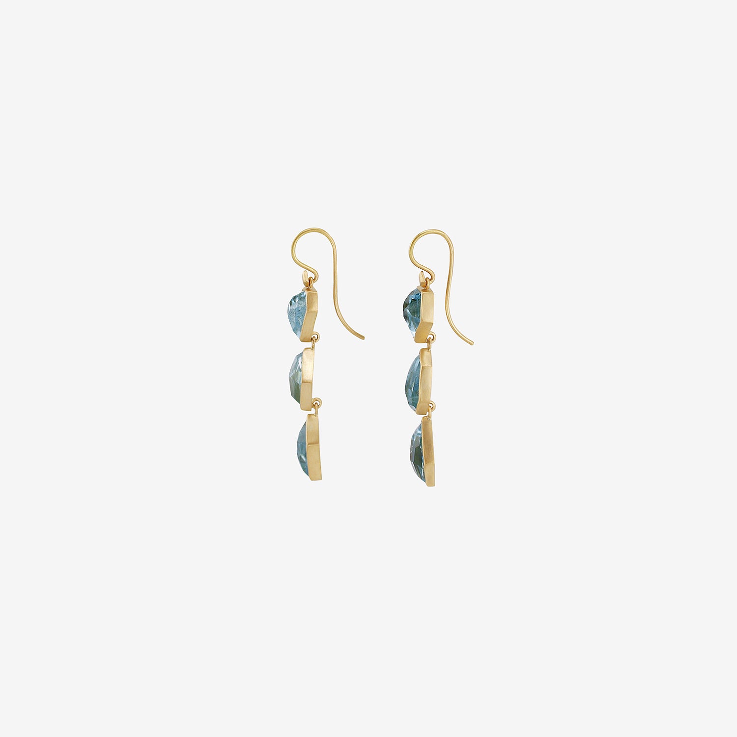 LOLA BROOKS 18K & AQUAMARINE CRYSTAL TRIPLE DROP EARRINGS, 11.87CT