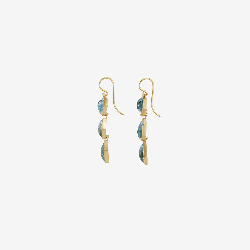 LOLA BROOKS 18K & AQUAMARINE CRYSTAL TRIPLE DROP EARRINGS, 11.87CT