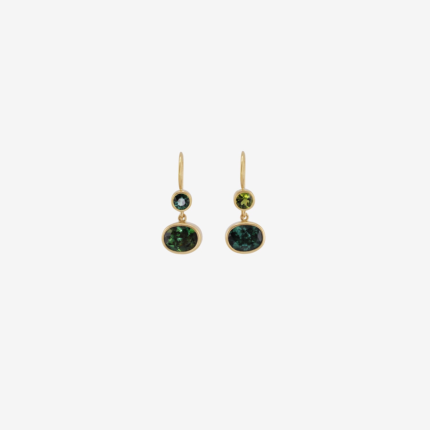 LOLA BROOKS 18K & BLUE GREEN TOURMALINE DOUBLE DROP EARRINGS, 4.39CT