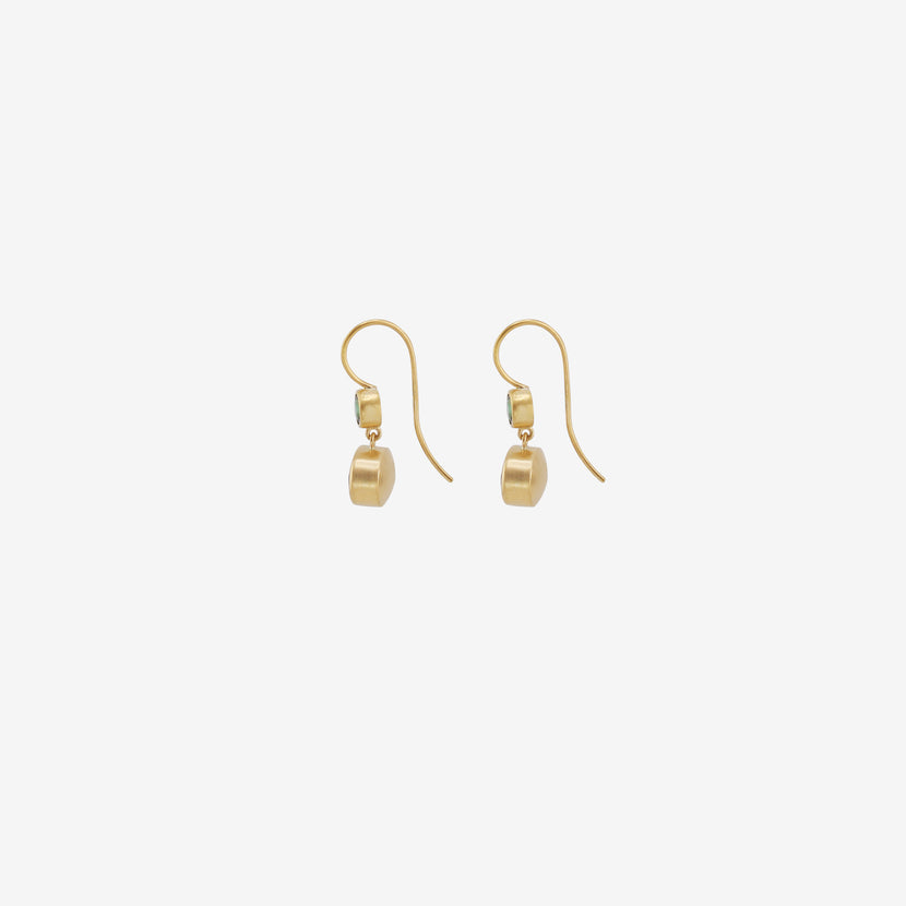LOLA BROOKS 18K & BLUE GREEN TOURMALINE DOUBLE DROP EARRINGS, 4.39CT