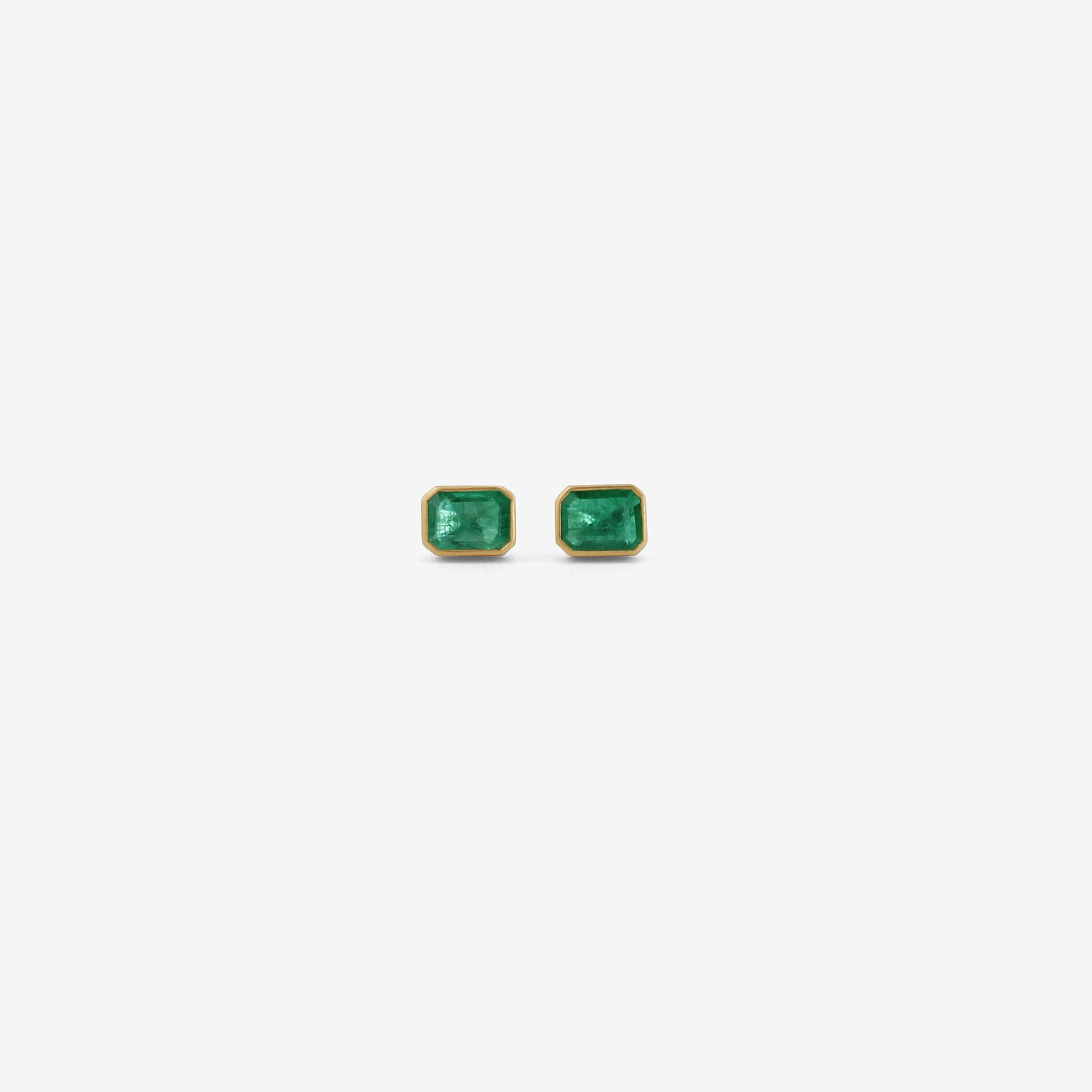 LOLA BROOKS 18K & EMERALD-CUT COLOMBIAN EMERALD STUDS, 1.18CT