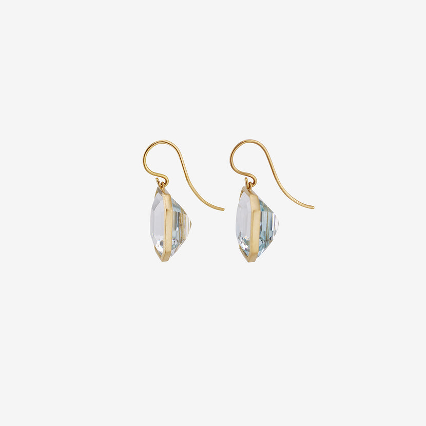 LOLA BROOKS 18K & OCTAGONAL PALE BLUE NATURAL TOPAZ EARRINGS, 34.7CT