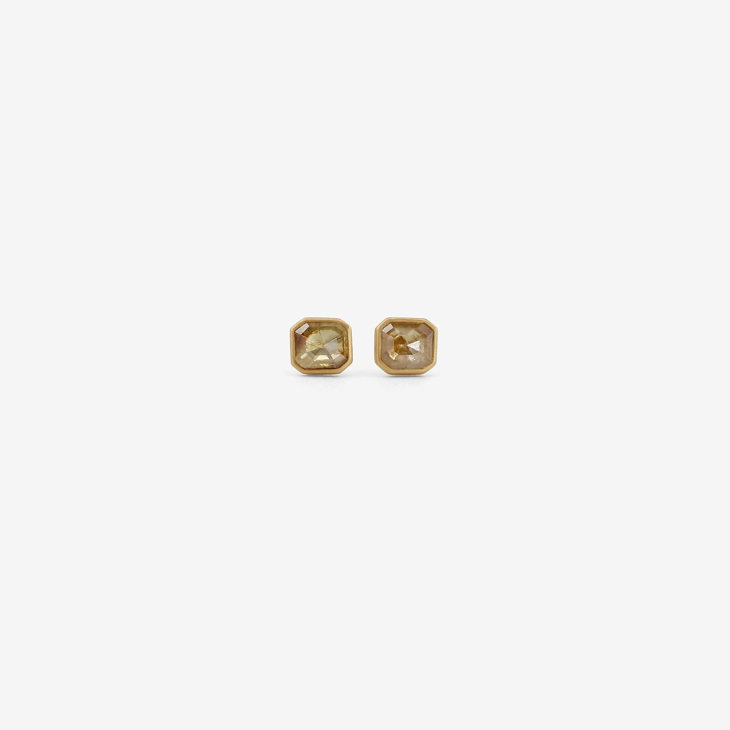 LOLA BROOKS 18K & OCTAGONAL SAFFRON DIAMOND STUDS, .91CT