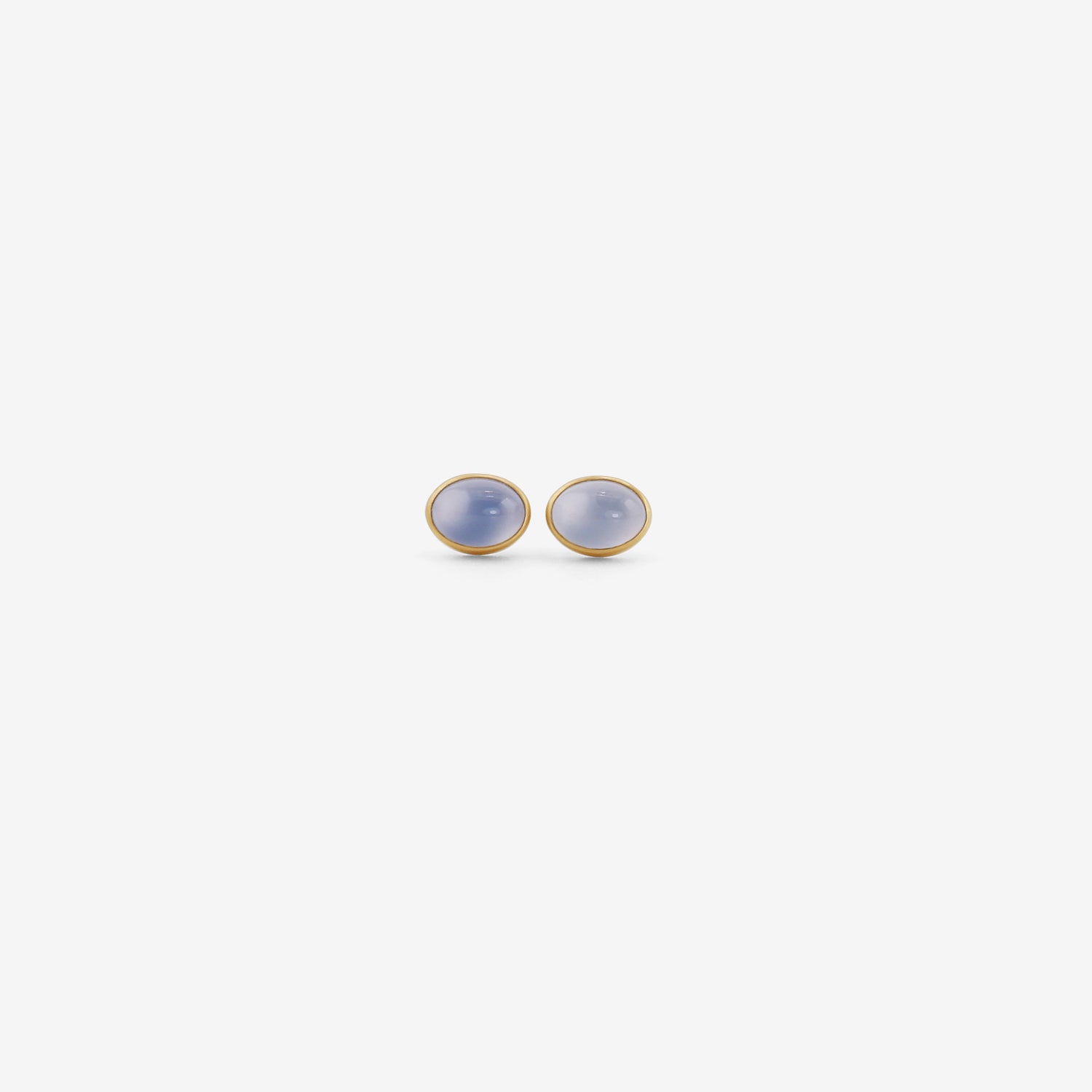 LOLA BROOKS 18K & OVAL BLUE CHALCEDONY STUDS, 2.99CT