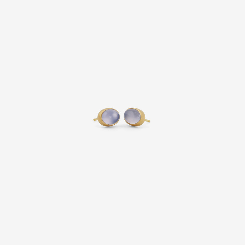 LOLA BROOKS 18K & OVAL BLUE CHALCEDONY STUDS, 2.99CT