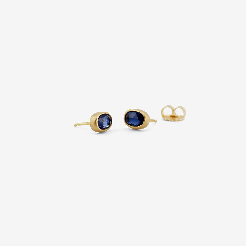 LOLA BROOKS 18K & OVAL BLUE SAPPHIRE STUDS, 1.57CT
