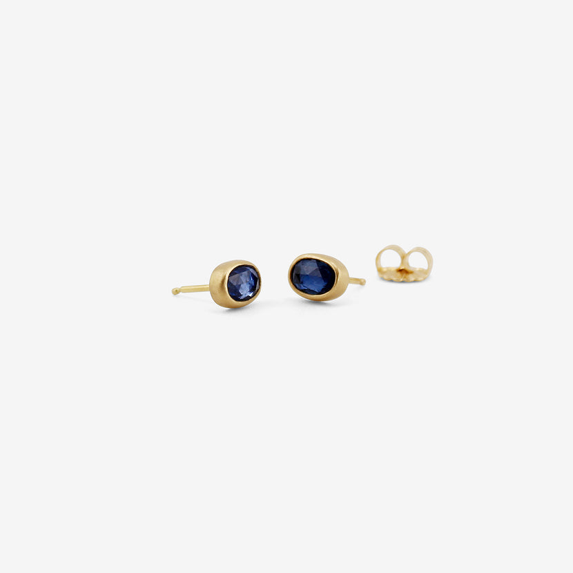 LOLA BROOKS 18K & OVAL BLUE SAPPHIRE STUDS, 1.57CT