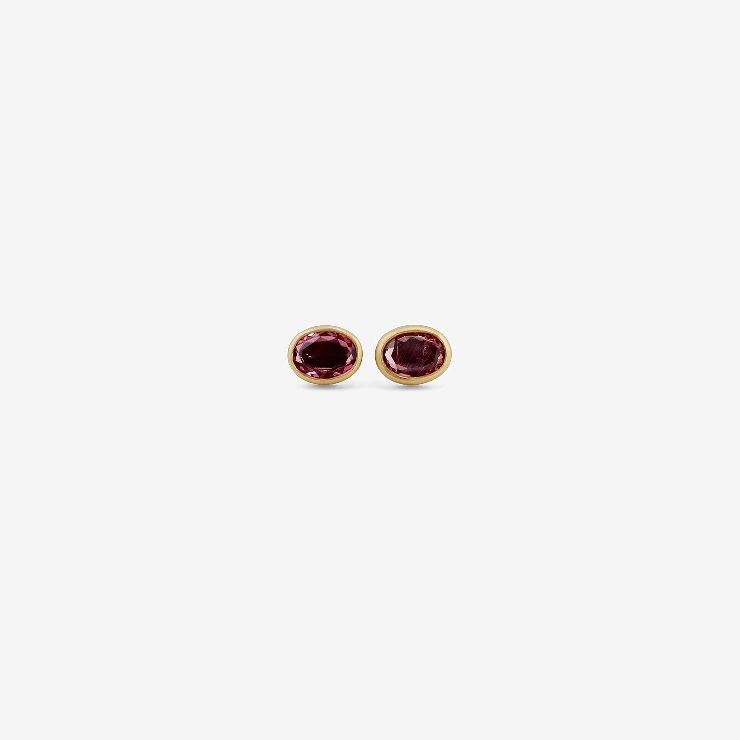 LOLA BROOKS 18K & OVAL PEACHY-PINK TOURMALINE STUDS, 1.98CT