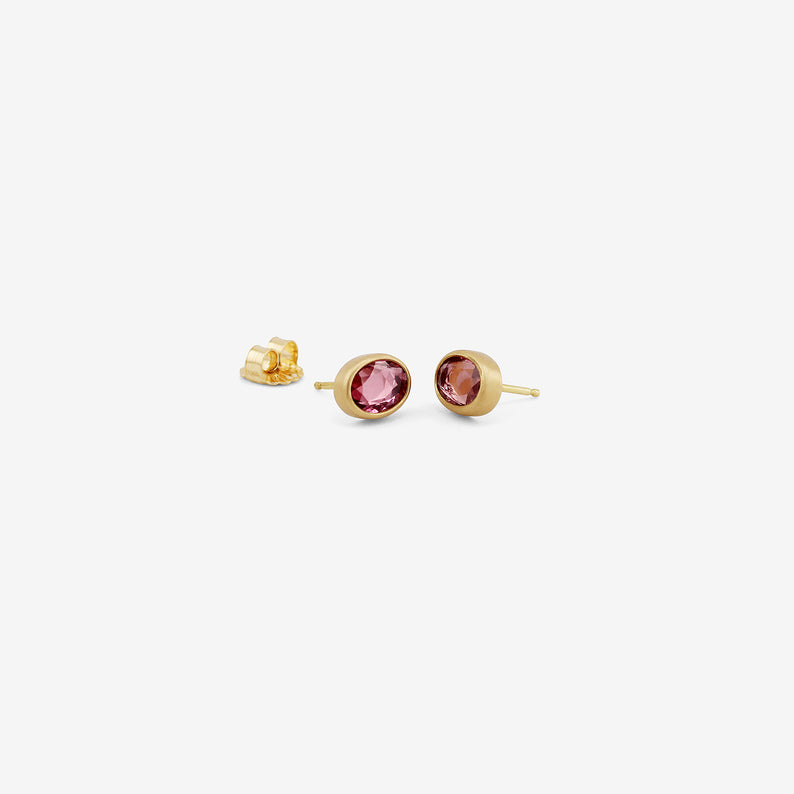 LOLA BROOKS 18K & OVAL PEACHY-PINK TOURMALINE STUDS, 1.98CT