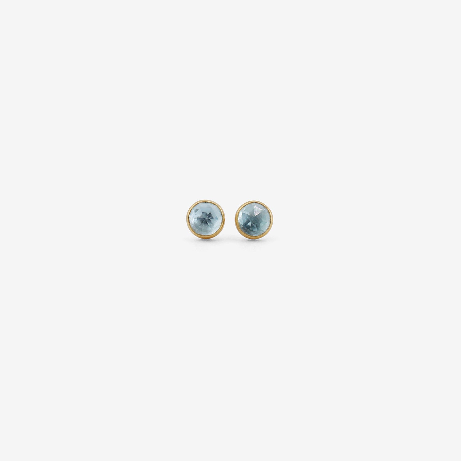 LOLA BROOKS 18K & ROUND ROSE-CUT AQUAMARINE STUDS, 1.38CT