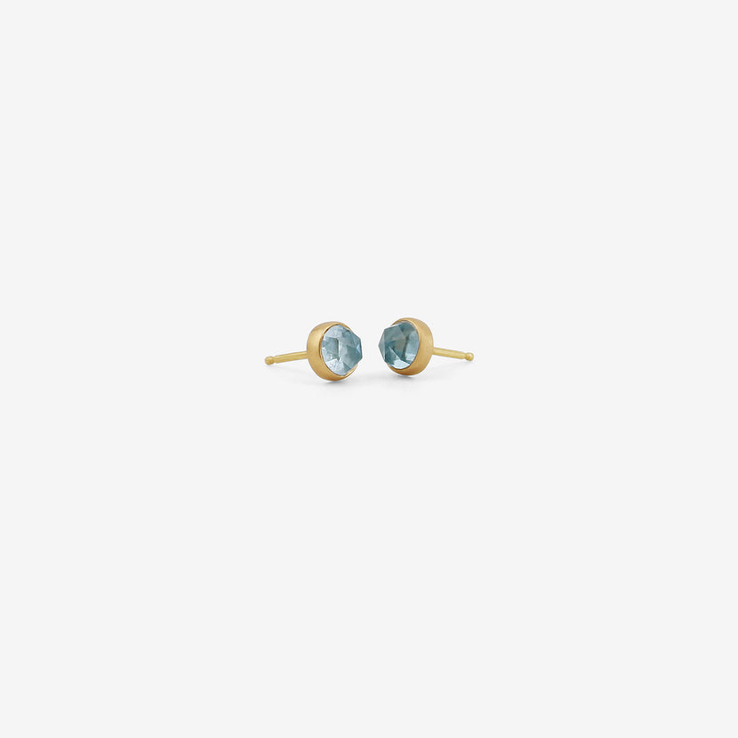 LOLA BROOKS 18K & ROUND ROSE-CUT AQUAMARINE STUDS, 1.38CT