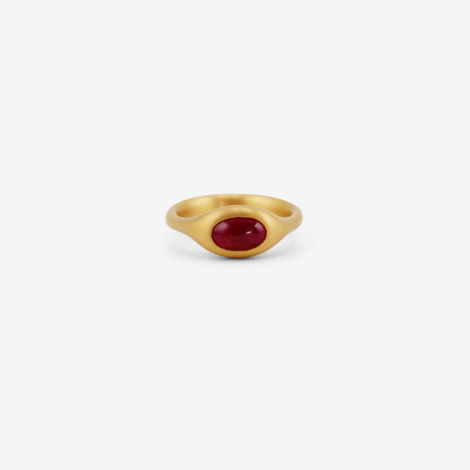 LOLA BROOKS 22K & ELONGATED OVAL RUBY CAST RING, 2.18CT