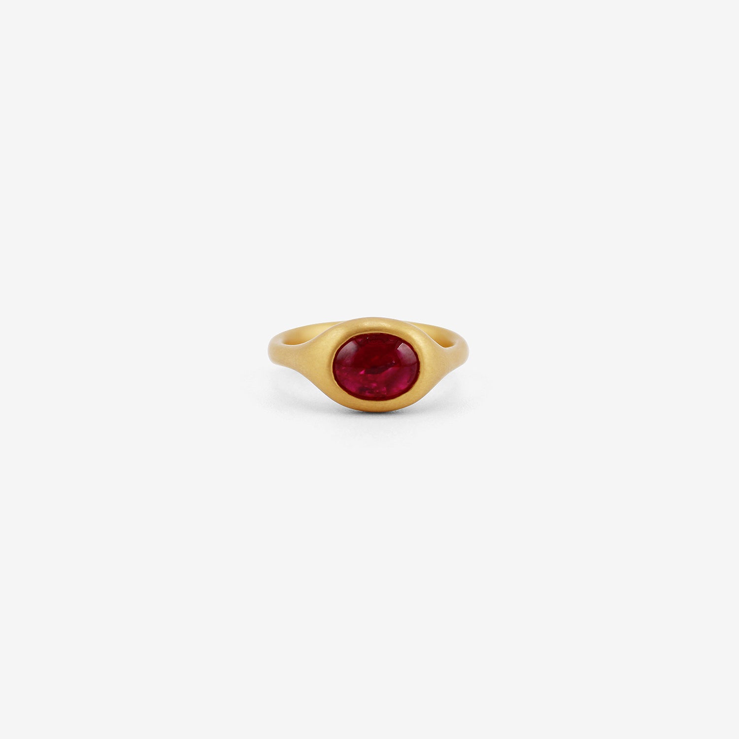 LOLA BROOKS 22K & OVAL RUBY CABOCHON CAST RING, 2.18CT