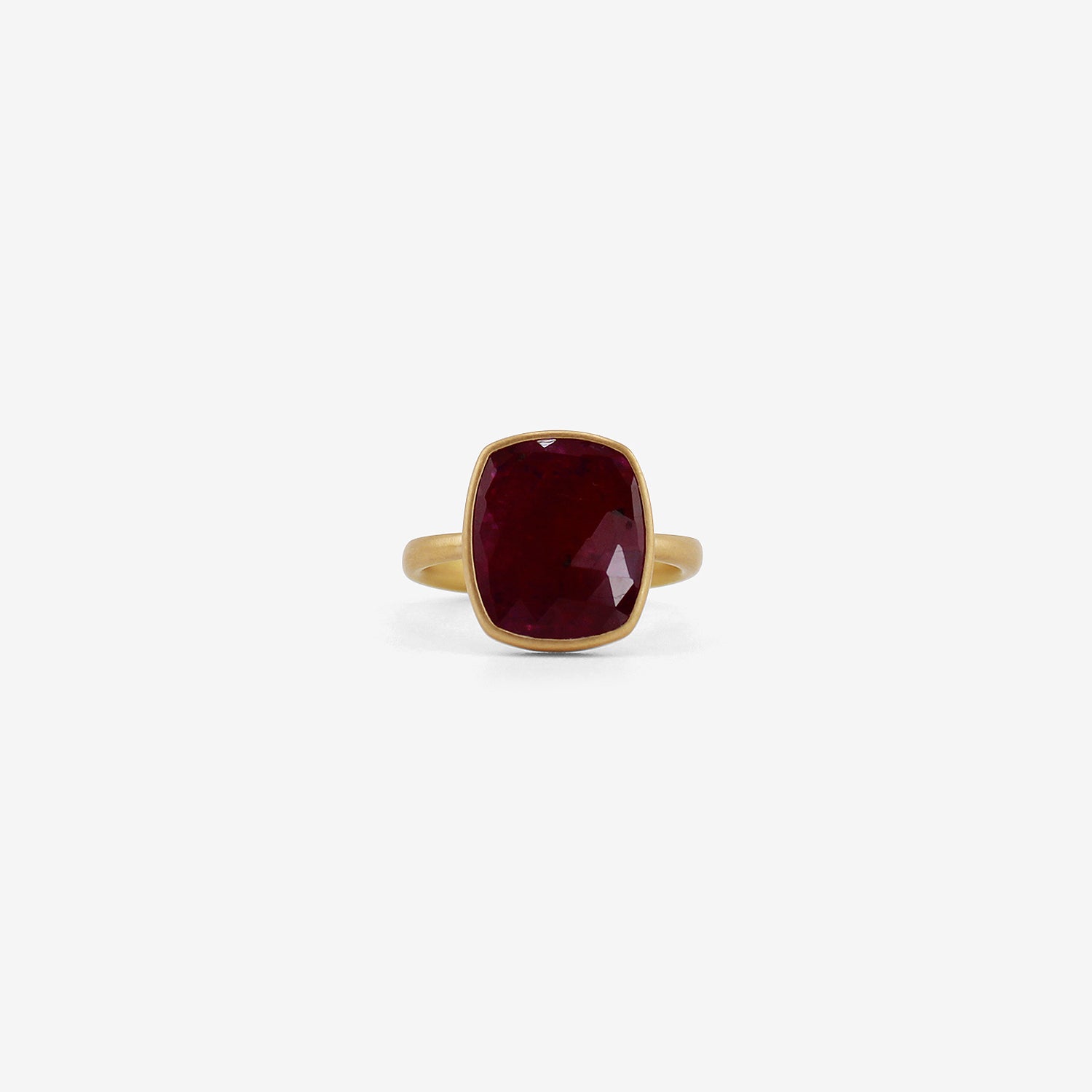 LOLA BROOKS 18K & ROSE-CUT RUBY CHICLET RING, 5.12CT