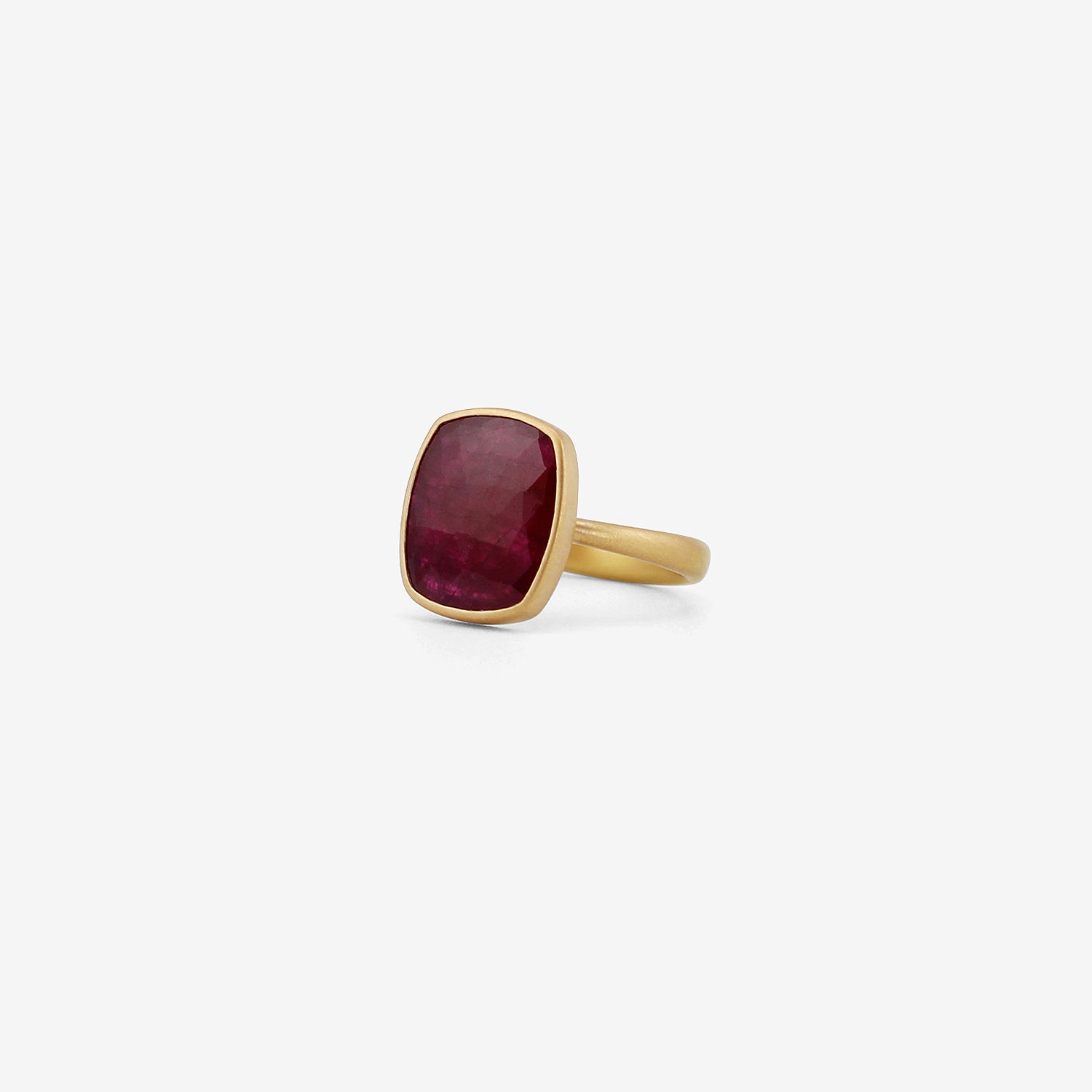 LOLA BROOKS 18K & ROSE-CUT RUBY CHICLET RING, 5.12CT