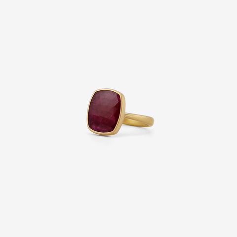 LOLA BROOKS 18K & ROSE-CUT RUBY CHICLET RING, 5.12CT