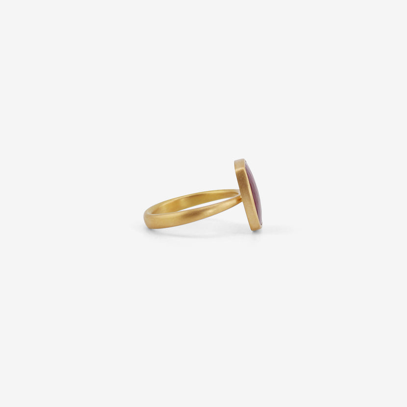 LOLA BROOKS 18K & ROSE-CUT RUBY CHICLET RING, 5.12CT
