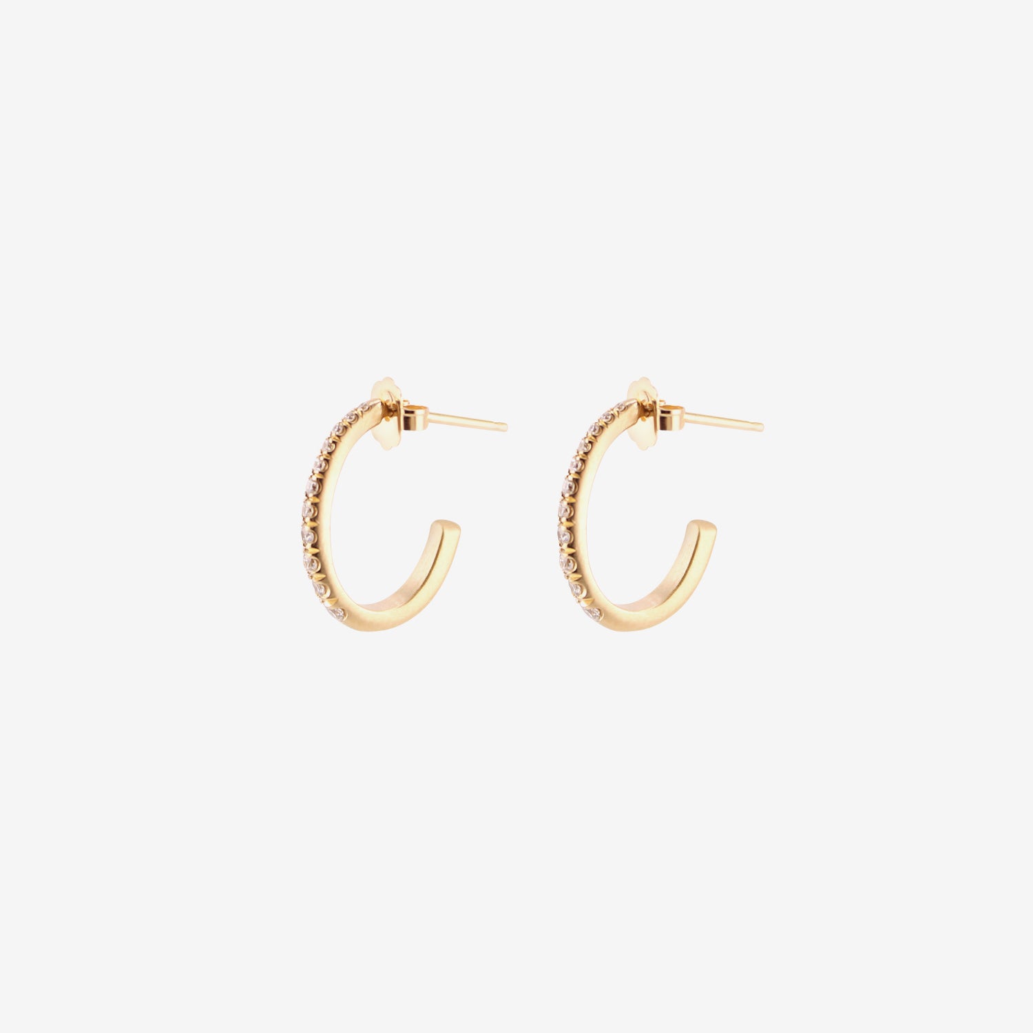 NICOLE LANDAW 14K & WHITE DIAMOND SMALL GRADUATED PAVÉ HOOPS, 0.26CT