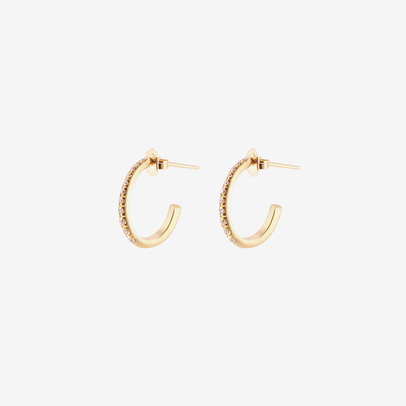 NICOLE LANDAW 14K & WHITE DIAMOND SMALL GRADUATED PAVÉ HOOPS, 0.26CT